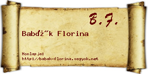 Babák Florina névjegykártya